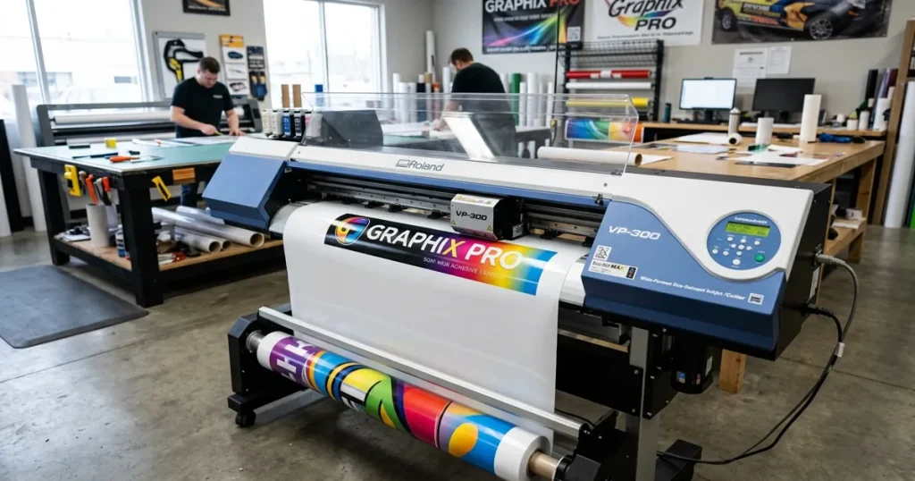 CopyHome.cz | Tipy a rady pro Kopírování, tisk, 3D tisk a skenování 5 Tiskárna Roland VersaCAMM VP-300 při procesu tisku