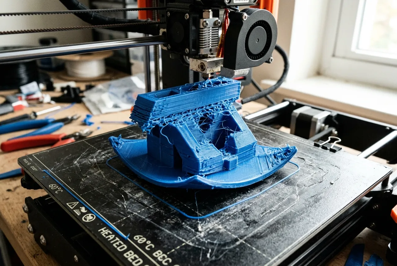 Stranové deformace 3D výtisku: 7 skrytých příčin, které vám ničí hodiny práce 2 Porovnání správně vytisknutého modelu a modelu zničeného warpingem a posunem vrstev