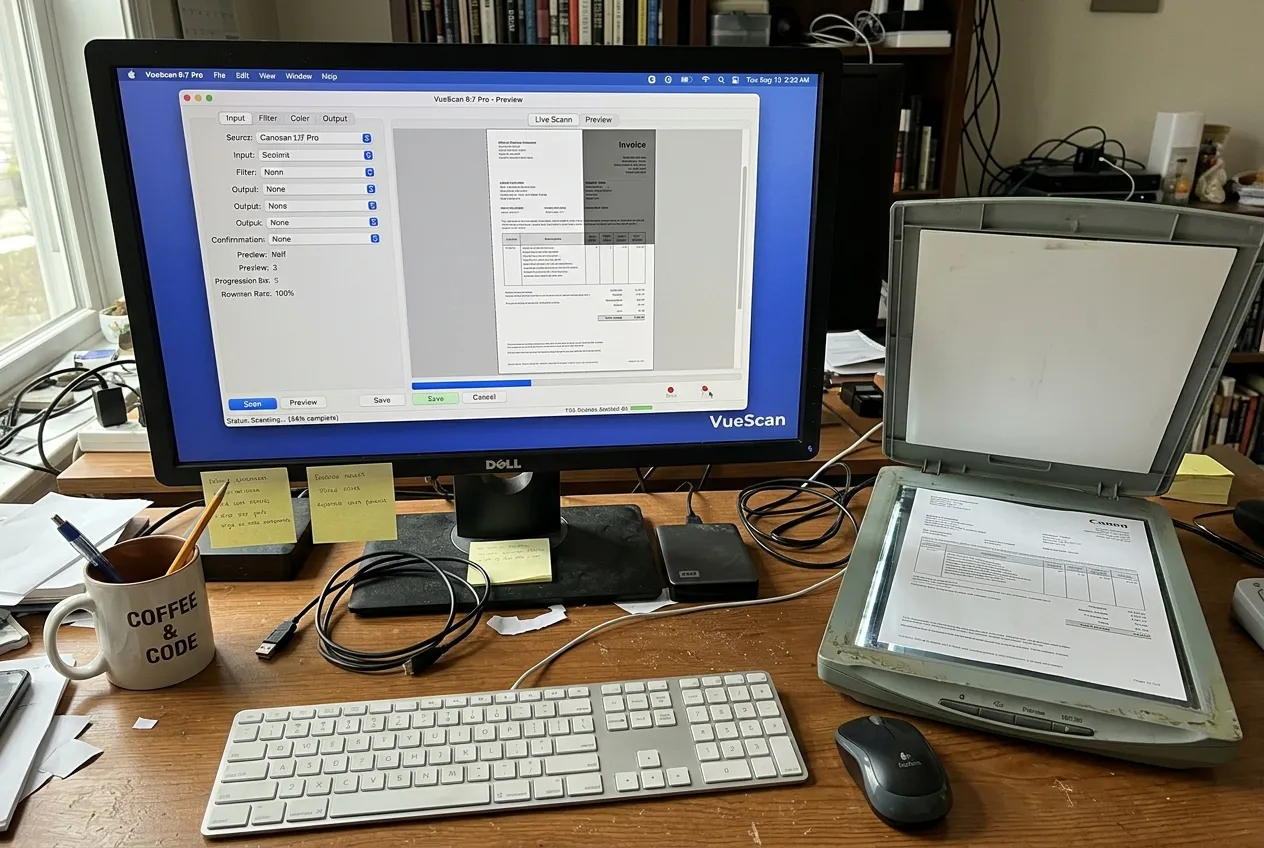 Ukážka prostredia aplikácie Windows Skenovanie s možnosťami nastavenia ukladania do PDF