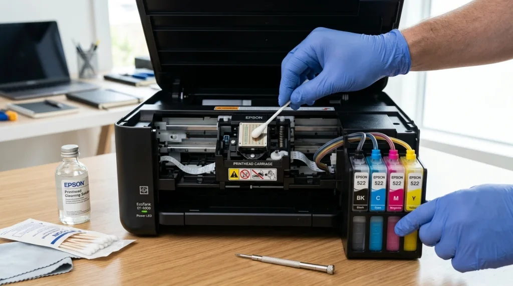 CopyHome.cz | Tipy a rady pro Kopírování, tisk, 3D tisk a skenování 5 Čištění trysek a tiskové hlavy Epson EcoTank
